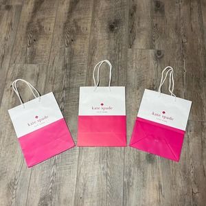 Kate Spade Set of Three Pink and White Shopping Bags